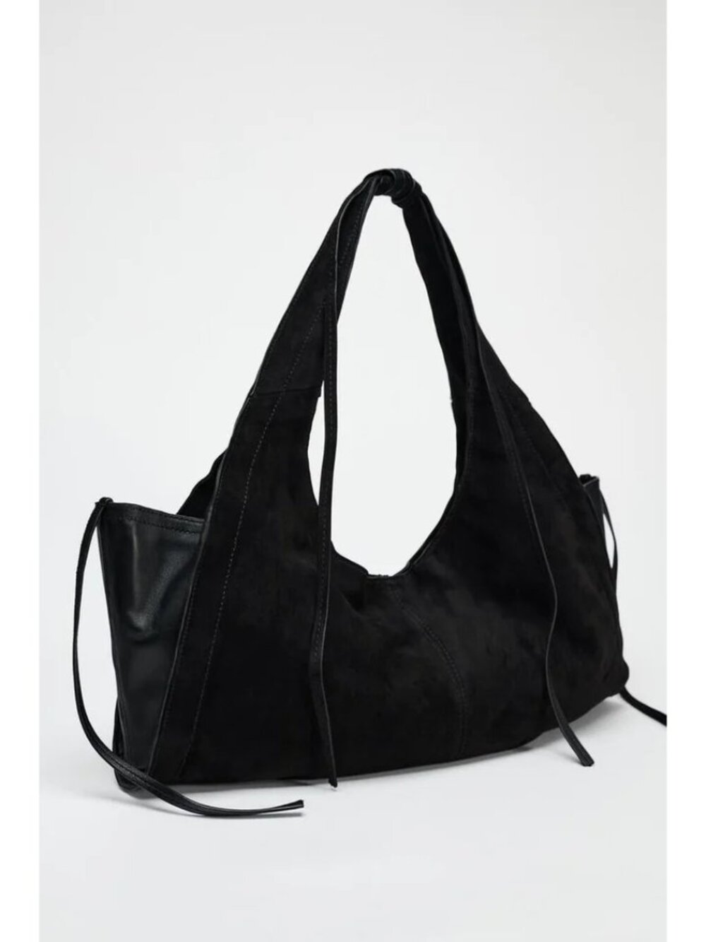 Zara Black Suede Hobo Bag